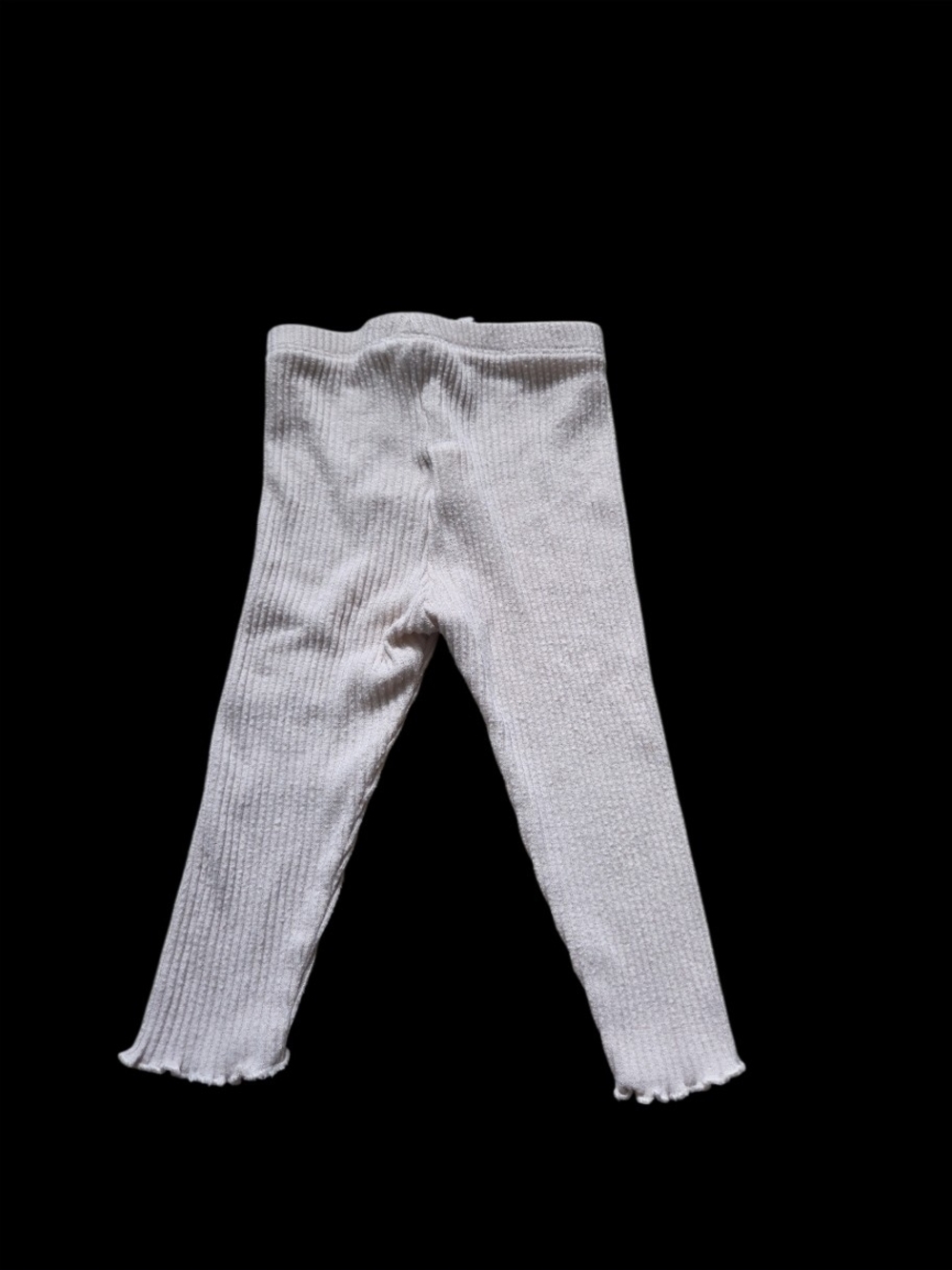 Zara Kids Ribbed Drawstring Leggings 9-12 Months Cream Ruffle Pants Infant - Picture 11 of 13